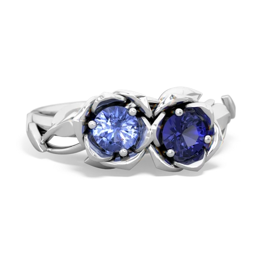 tanzanite-lab sapphire roses ring