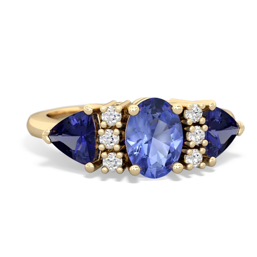Tanzanite Genuine Tanzanite with Lab Created Sapphire and Genuine Aquamarine Antique Style Three Stone ring Ring