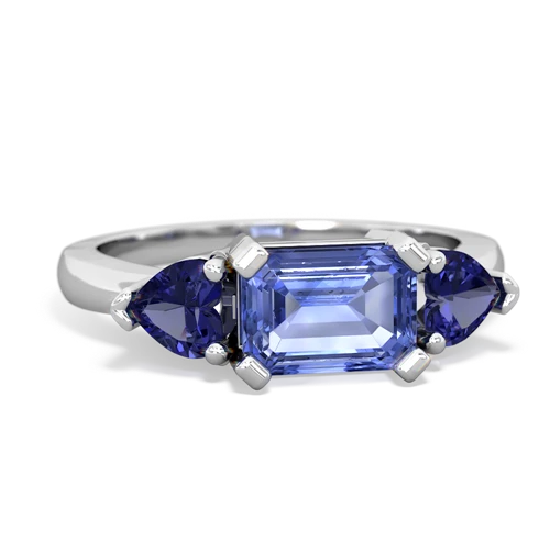 Tanzanite Genuine Tanzanite with Lab Created Sapphire and Genuine Aquamarine Three Stone ring Ring