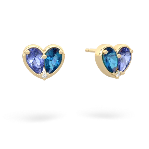 tanzanite-london topaz one heart earrings