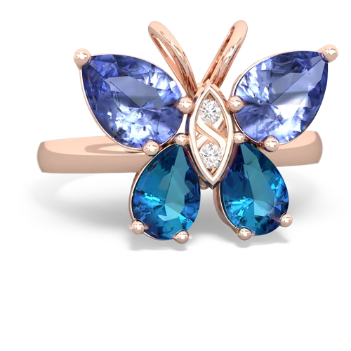 tanzanite-london topaz butterfly ring