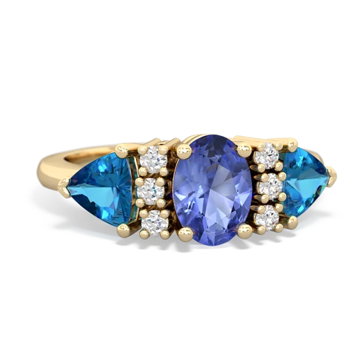 Tanzanite Genuine Tanzanite with Genuine London Blue Topaz and Genuine Pink Tourmaline Antique Style Three Stone ring Ring