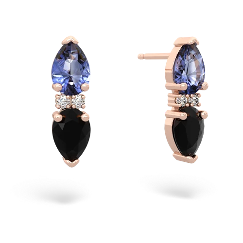 tanzanite-onyx bowtie earrings