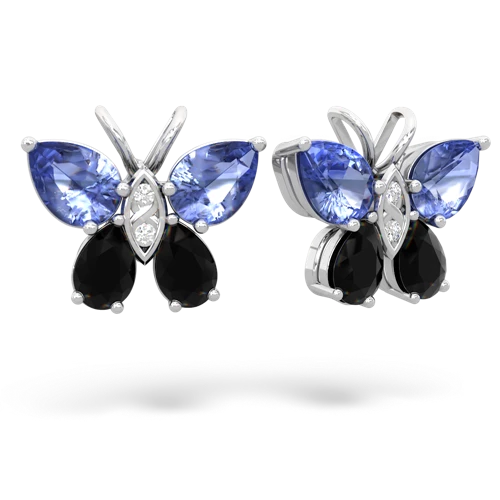 tanzanite-onyx butterfly earrings