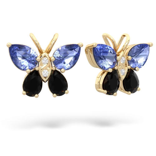 tanzanite-onyx butterfly earrings