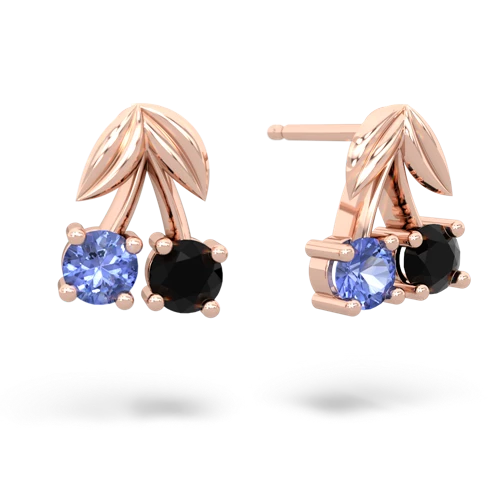 tanzanite-onyx cherries earrings