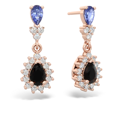 tanzanite-onyx dangle earrings