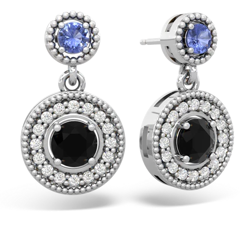tanzanite-onyx halo earrings