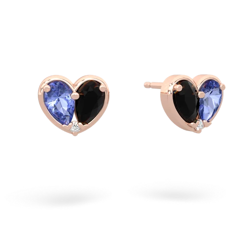 tanzanite-onyx one heart earrings