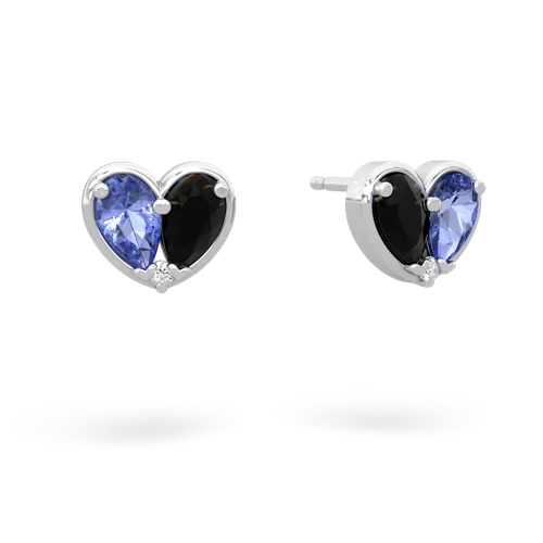 tanzanite-onyx one heart earrings
