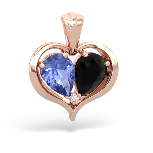 tanzanite-onyx half heart whole pendant