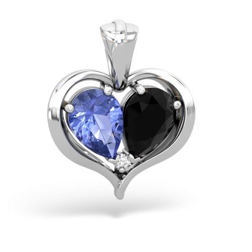 tanzanite-onyx half heart whole pendant