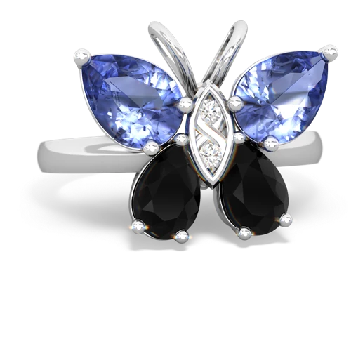 tanzanite-onyx butterfly ring