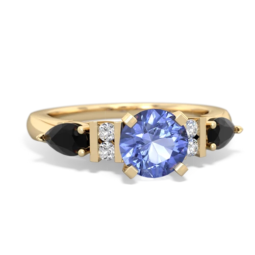 Tanzanite Genuine Tanzanite with Genuine Black Onyx and Lab Created Emerald Engagement ring Ring