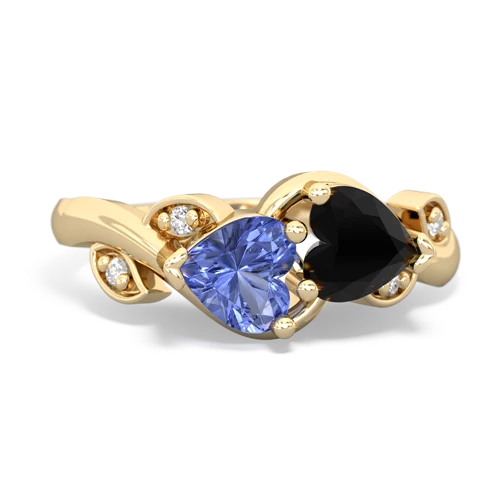 tanzanite-onyx floral keepsake ring