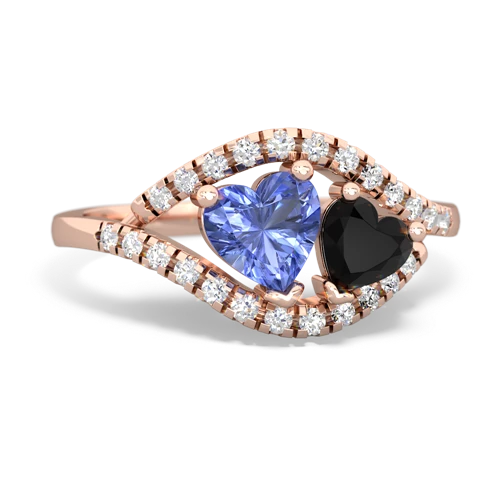 tanzanite-onyx mother child ring