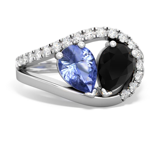 tanzanite-onyx pave heart ring