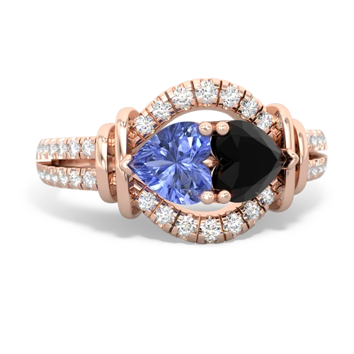 tanzanite-onyx pave keepsake ring