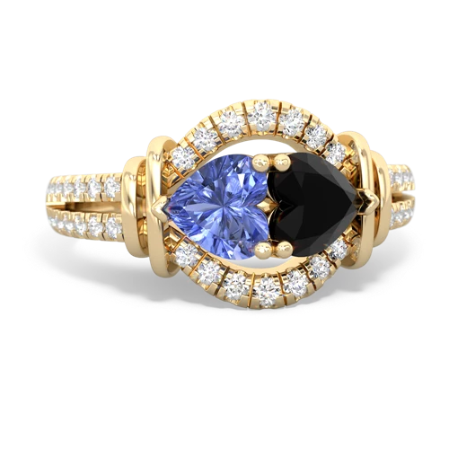 tanzanite-onyx pave keepsake ring