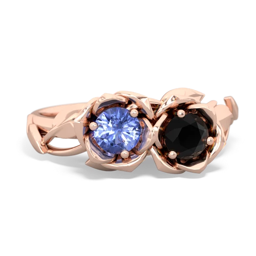 tanzanite-onyx roses ring