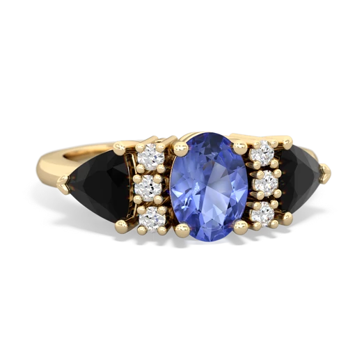 Tanzanite Genuine Tanzanite with Genuine Black Onyx and Genuine London Blue Topaz Antique Style Three Stone ring Ring