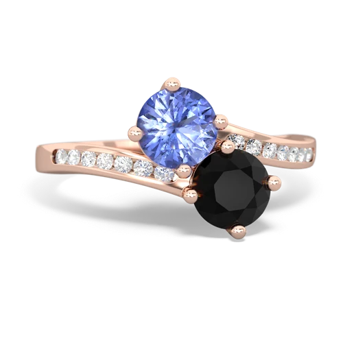 tanzanite-onyx two stone channel ring