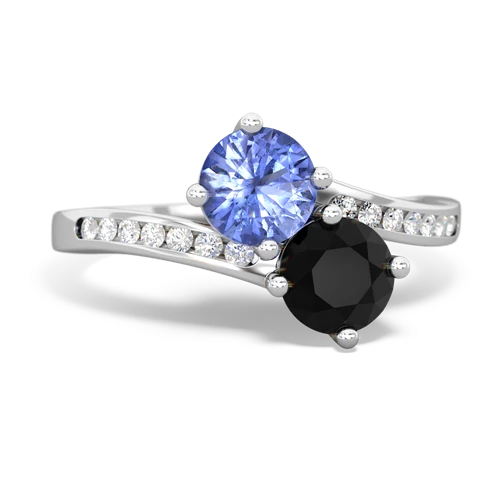 tanzanite-onyx two stone channel ring