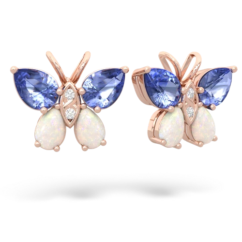 tanzanite-opal butterfly earrings