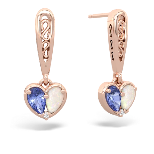 tanzanite-opal filligree earrings