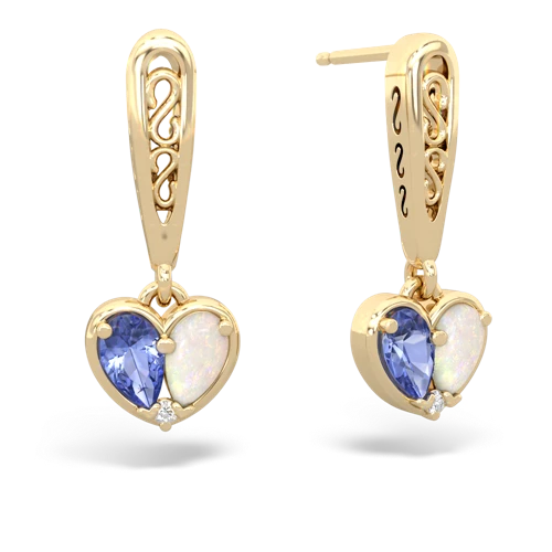 tanzanite-opal filligree earrings