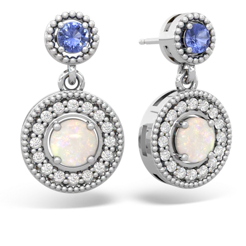 Tanzanite Genuine Tanzanite with Genuine Opal Halo Dangle earrings Earrings