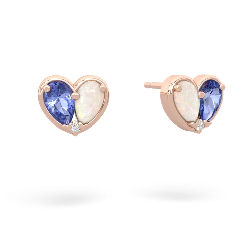 tanzanite-opal one heart earrings