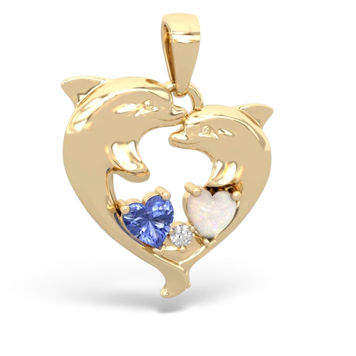 tanzanite-opal dolphins pendant