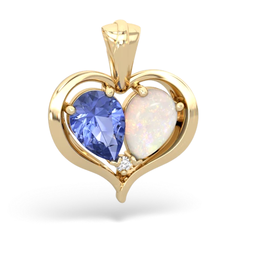 tanzanite-opal half heart whole pendant