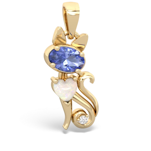 tanzanite-opal kitten pendant