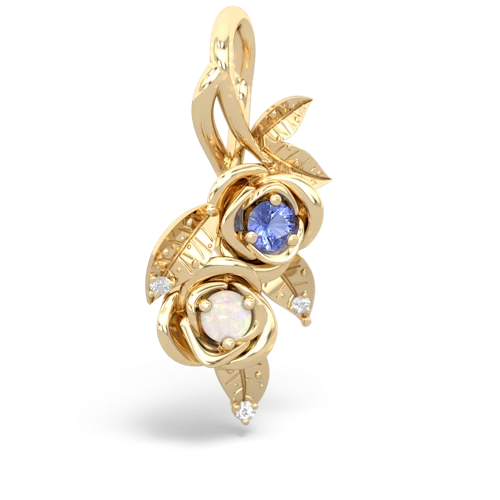 tanzanite-opal rose vine pendant