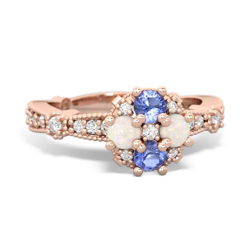 tanzanite-opal art deco engagement ring