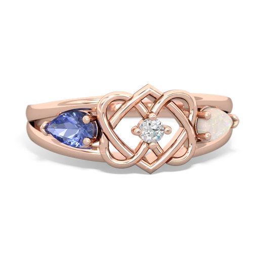 tanzanite-opal double heart ring