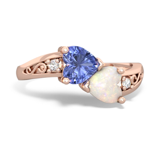 tanzanite-opal filligree ring