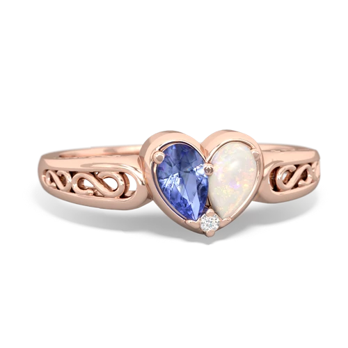 tanzanite-opal filligree ring