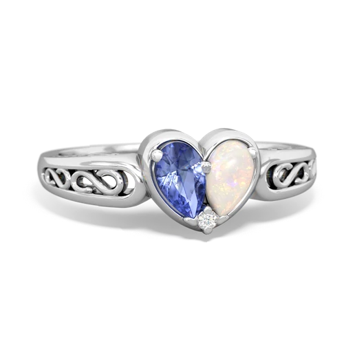 tanzanite-opal filligree ring