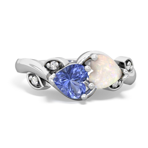Tanzanite Genuine Tanzanite with Genuine Opal Floral Elegance ring Ring