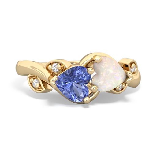 tanzanite-opal floral keepsake ring