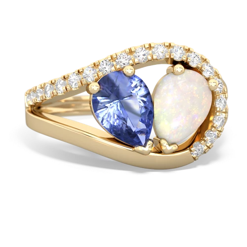 tanzanite-opal pave heart ring