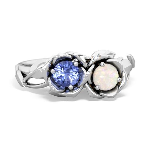 tanzanite-opal roses ring