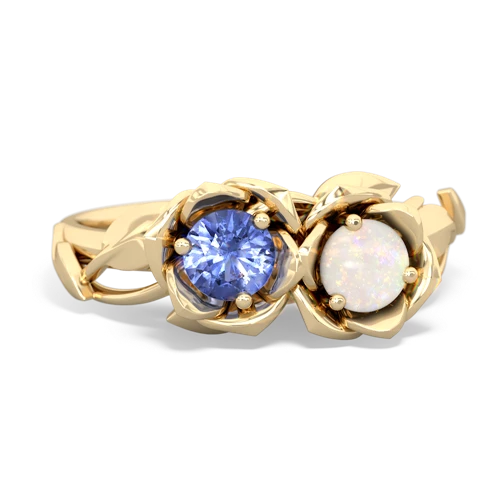 tanzanite-opal roses ring