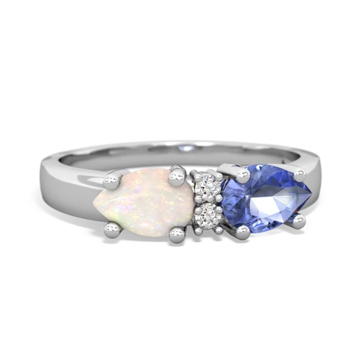 Tanzanite Genuine Tanzanite with Genuine Opal Pear Bowtie ring Ring