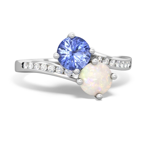 tanzanite-opal two stone channel ring