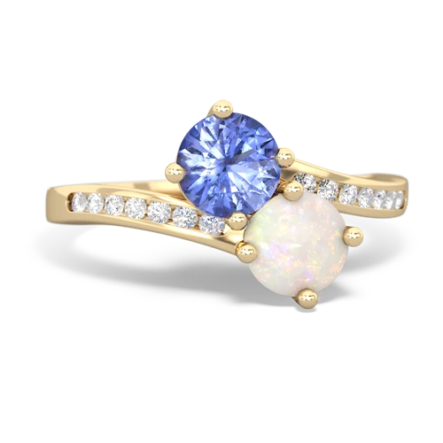 tanzanite-opal two stone channel ring