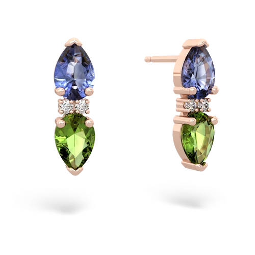 tanzanite-peridot bowtie earrings